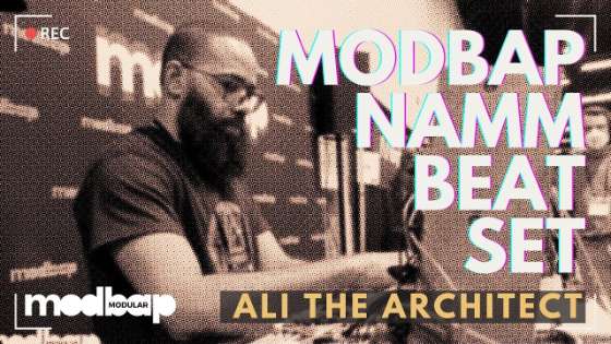 Ali The Architect performing on a Modbap system at NAMM 2024